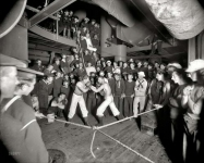 Aboard the warship U.S.S. Oregon circa 1897. Second round. Our third look at this nighttime boxing match